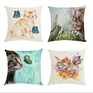 4pcs, Cartoon Cat Throw Pillow Covers 18 Inch*18 Inch,Home Decorative Cushion Co
